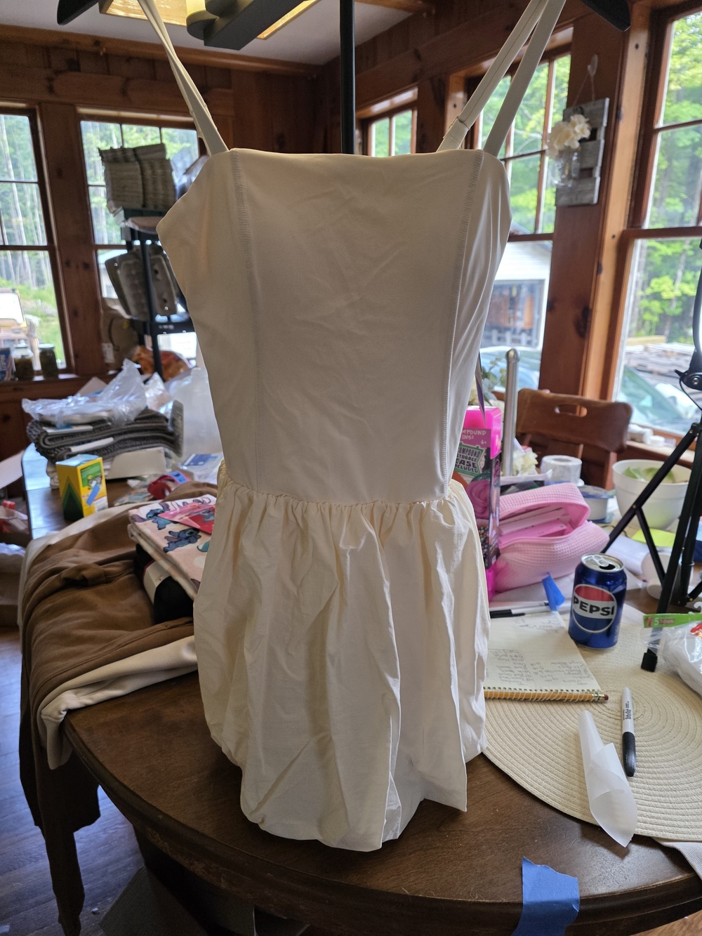 JoyLab Cream Spaghetti-Strap Sundress